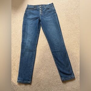 Banana Republic High Rise Skinny Jeans 28/6P Petite Button Fly Medium Wash